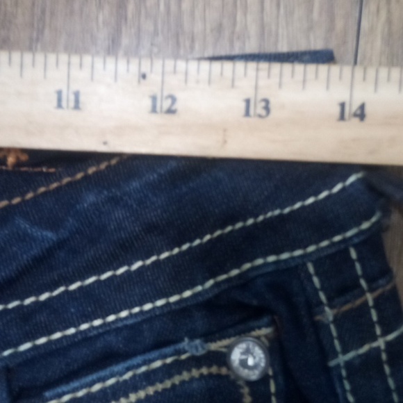 Rock Revival Women's 26 Bootcut Jamie Bejeweled Faux Leather Flap Pockets NWT - Picture 9 of 11